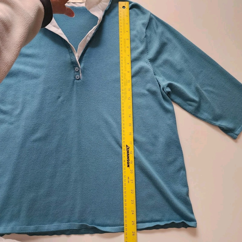 VTG PENMANS Shirt Sweater Womens Plus Size 2X White Collar Attached Blue Polo - Picture 12 of 16